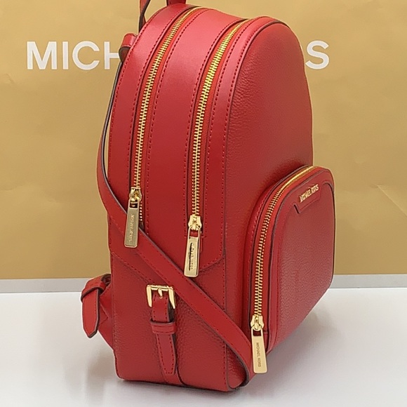 MICHAEL KORS JAYCEE MEDIUM ZIP POCKET BACKPACK COLOR: Bright Red NWT - Picture 4 of 16